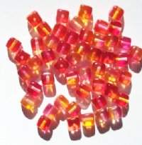 50 6x6mm Crystal, Orange, & Cherry Cube Beads